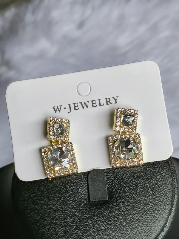 Crystal Square Duo Earrings